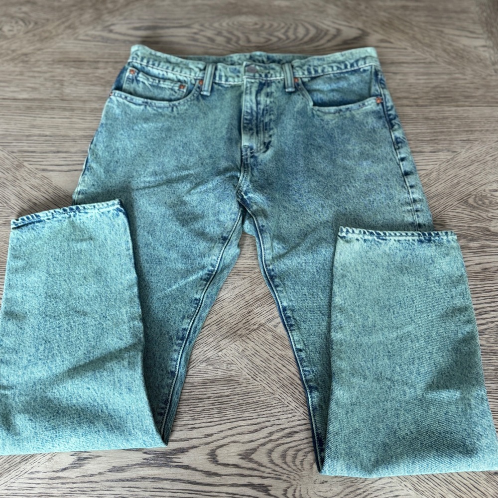 Levis 512 Slim Taper Jeans Mens 34x32 Acid Wash Blue Denim Tapered Leg 512-0001